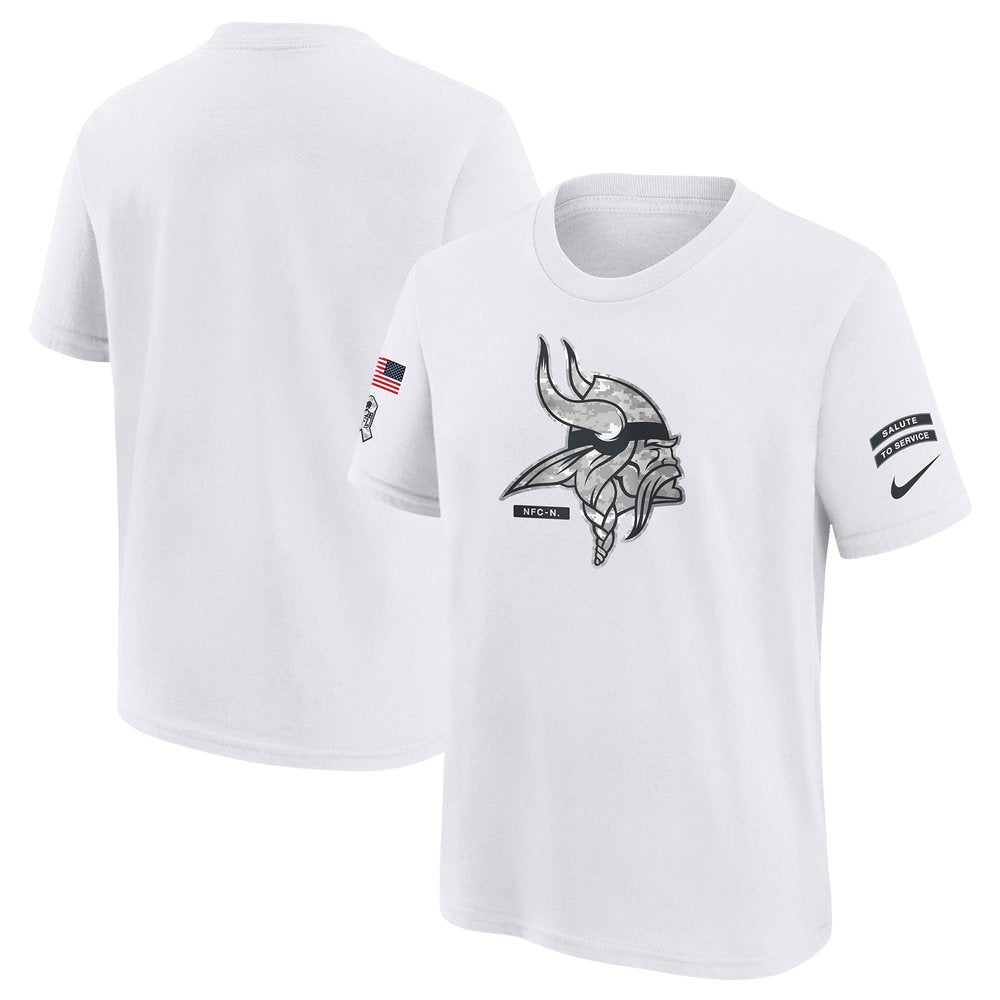Youth Minnesota Vikings White 2024 Salute To Service T-Shirt 