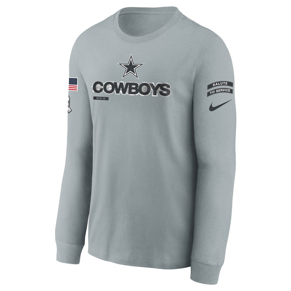 Youth Dallas Cowboys Gray 2024 Salute To Service Long Sleeve T-Shirt 