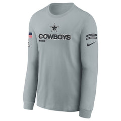 Youth Dallas Cowboys Gray 2024 Salute To Service Long Sleeve T-Shirt 