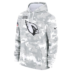 Youth Arizona Cardinals White/Gray 2024 Salute To Service Pullover Hoodie 