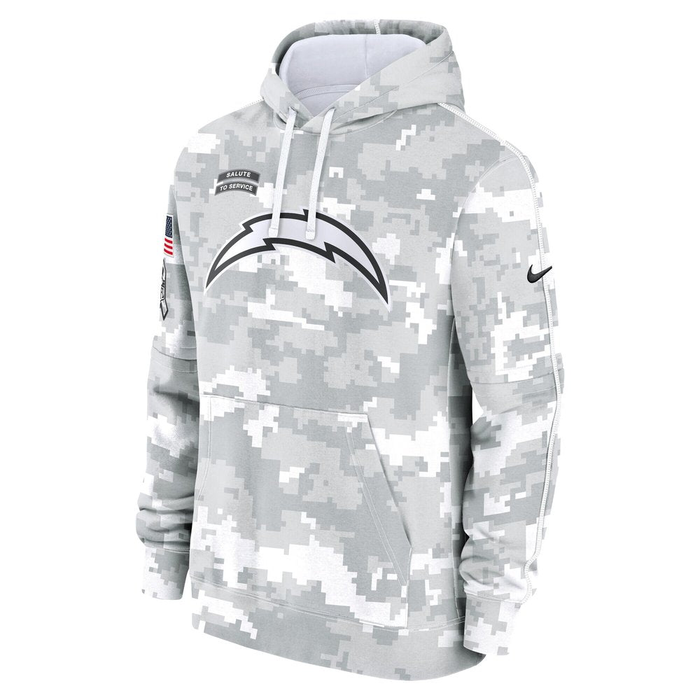Youth Los Angeles Chargers White/Gray 2024 Salute To Service Pullover Hoodie 