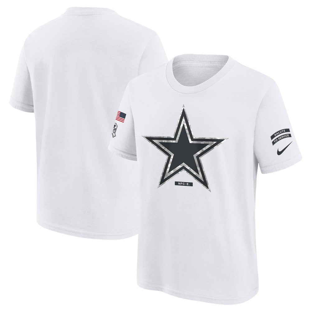 Youth Dallas Cowboys White 2024 Salute To Service T-Shirt 