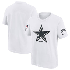 Youth Dallas Cowboys White 2024 Salute To Service T-Shirt 