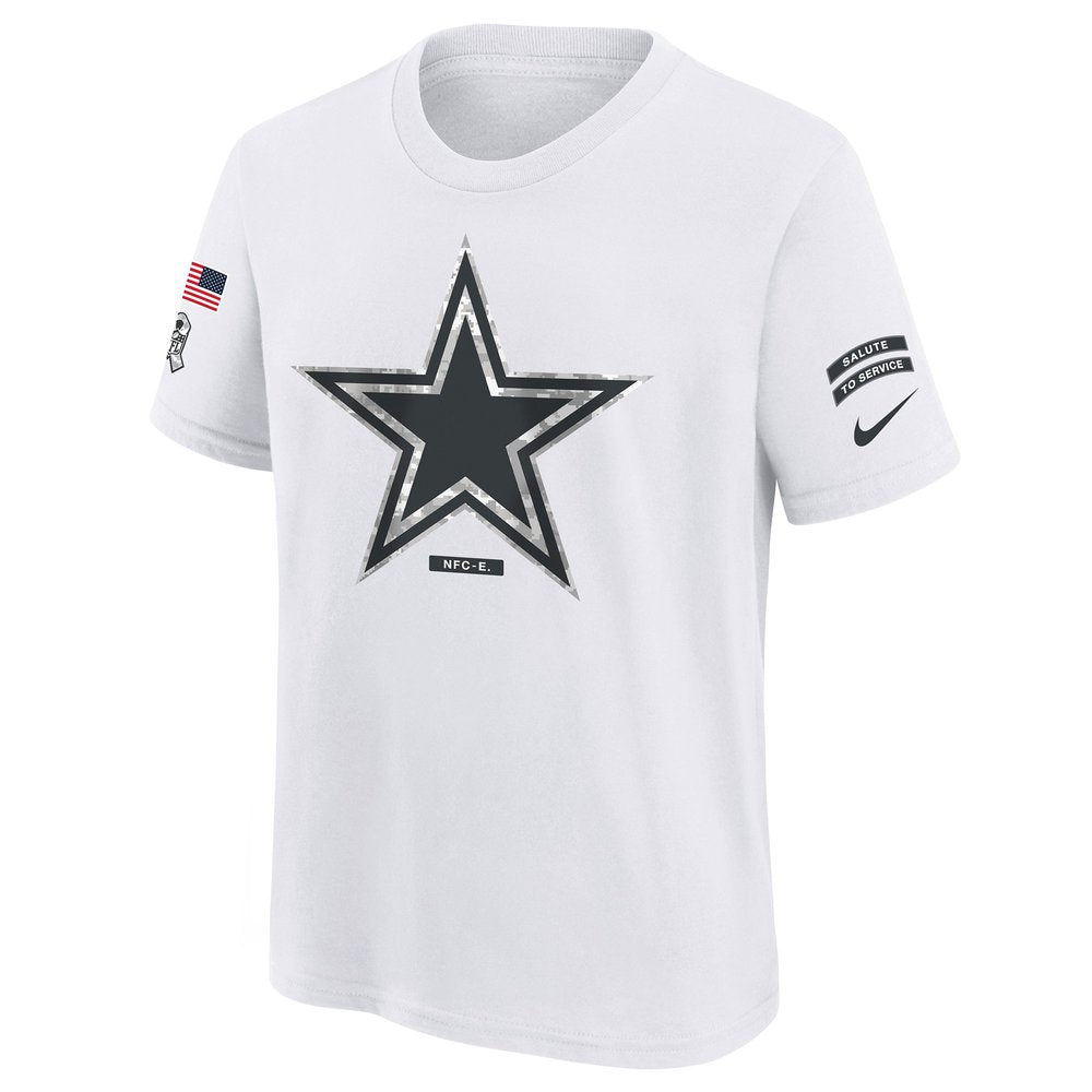 Youth Dallas Cowboys White 2024 Salute To Service T-Shirt 