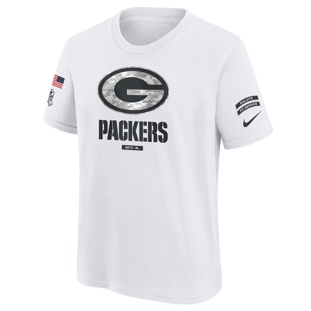 Youth Green Bay Packers White 2024 Salute To Service T-Shirt 