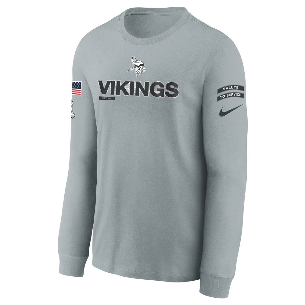 Youth Minnesota Vikings Gray 2024 Salute To Service Long Sleeve T-Shirt 