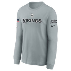 Youth Minnesota Vikings Gray 2024 Salute To Service Long Sleeve T-Shirt 