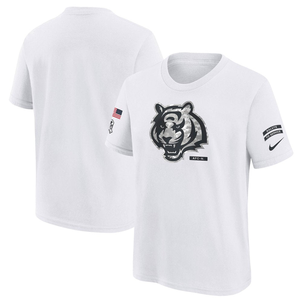 Youth Cincinnati Bengals White 2024 Salute To Service T-Shirt 