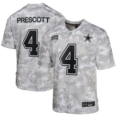 Youth Dallas Cowboys Dak Prescott Arctic Camo 2024 Salute to Service Game Jersey 