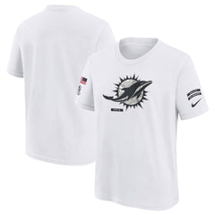 Youth Miami Dolphins White 2024 Salute To Service T-Shirt 