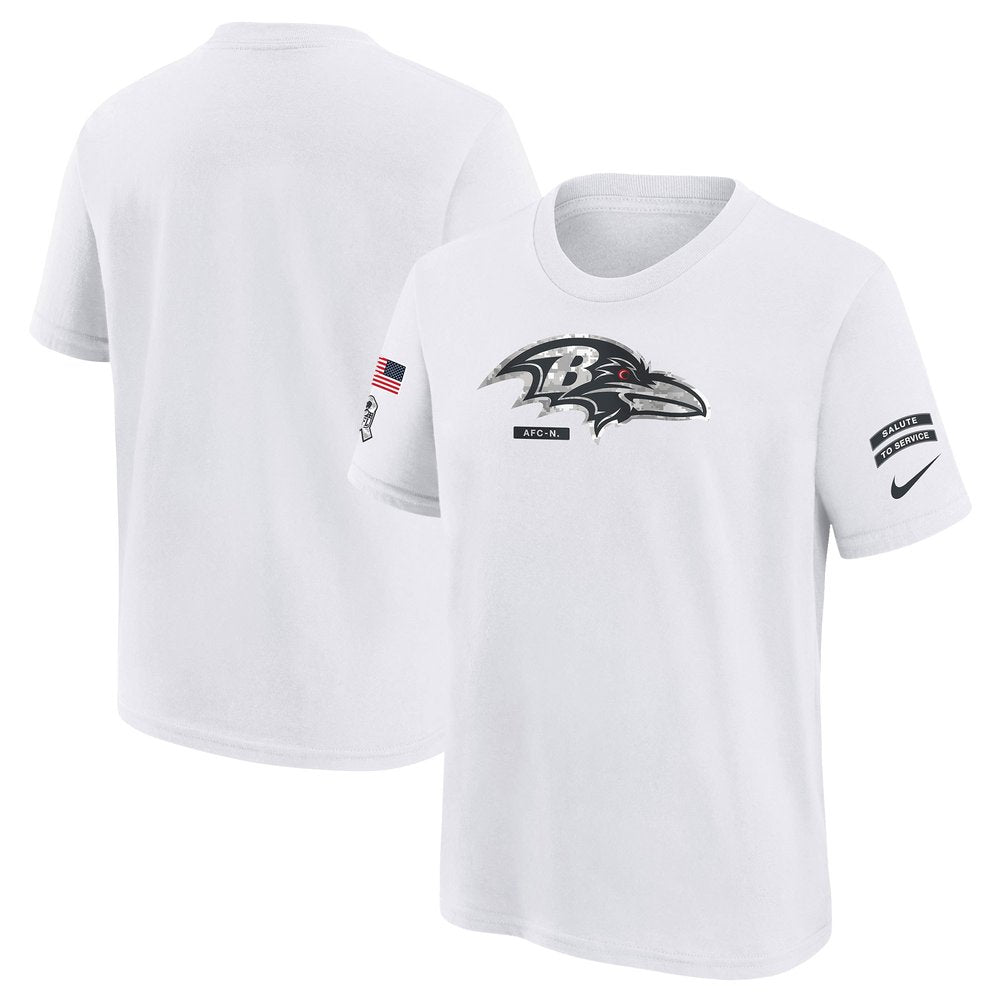 Youth Baltimore Ravens White 2024 Salute To Service T-Shirt 