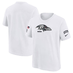 Youth Baltimore Ravens White 2024 Salute To Service T-Shirt 
