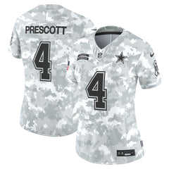 Women's Dallas Cowboys Dak Prescott Arctic Camo 2024 Salute to Service Limited Jersey 