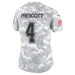 Women's Dallas Cowboys Dak Prescott Arctic Camo 2024 Salute to Service Limited Jersey 