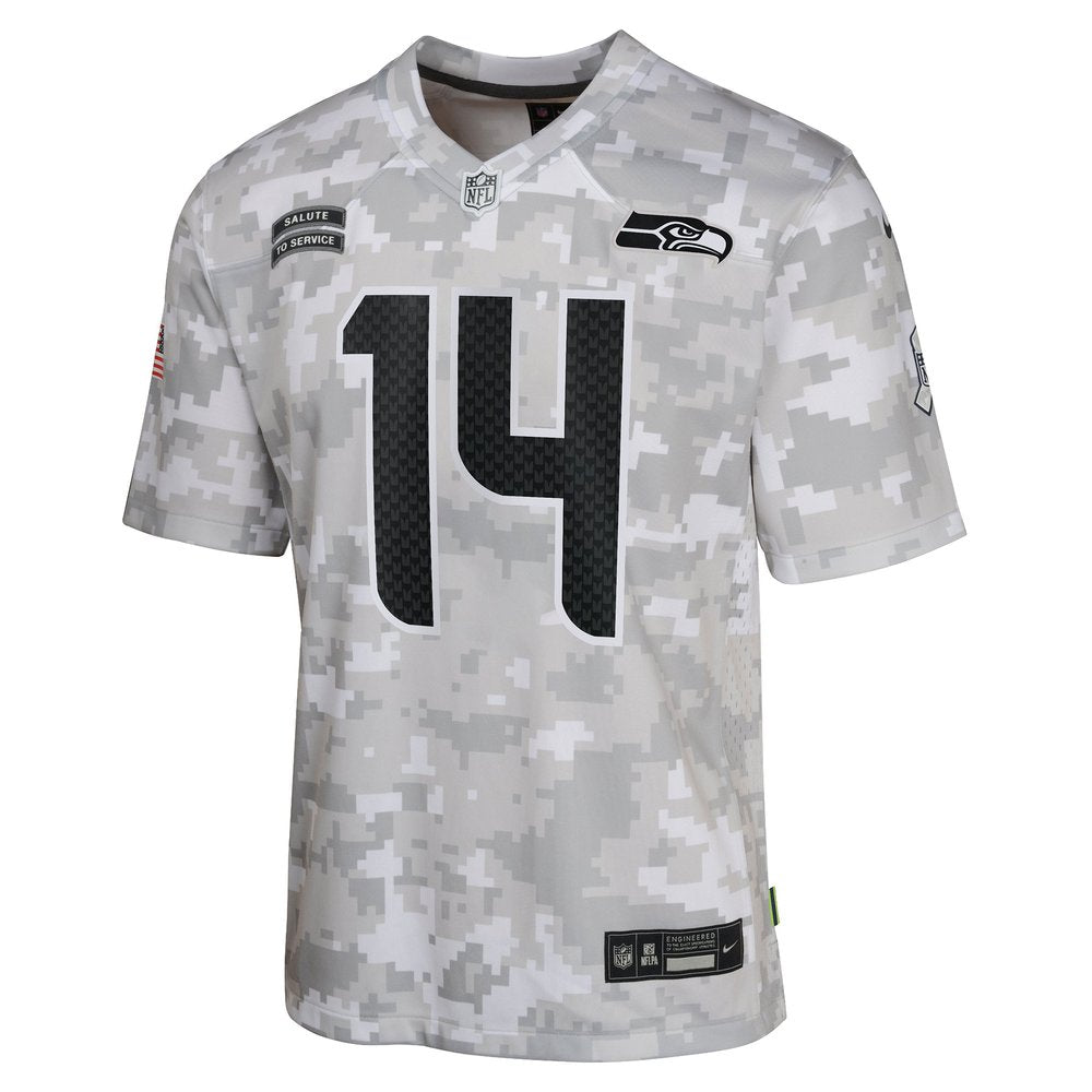Youth Seattle Seahawks DK Metcalf Arctic Camo 2024 Salute to Service Game Jersey 