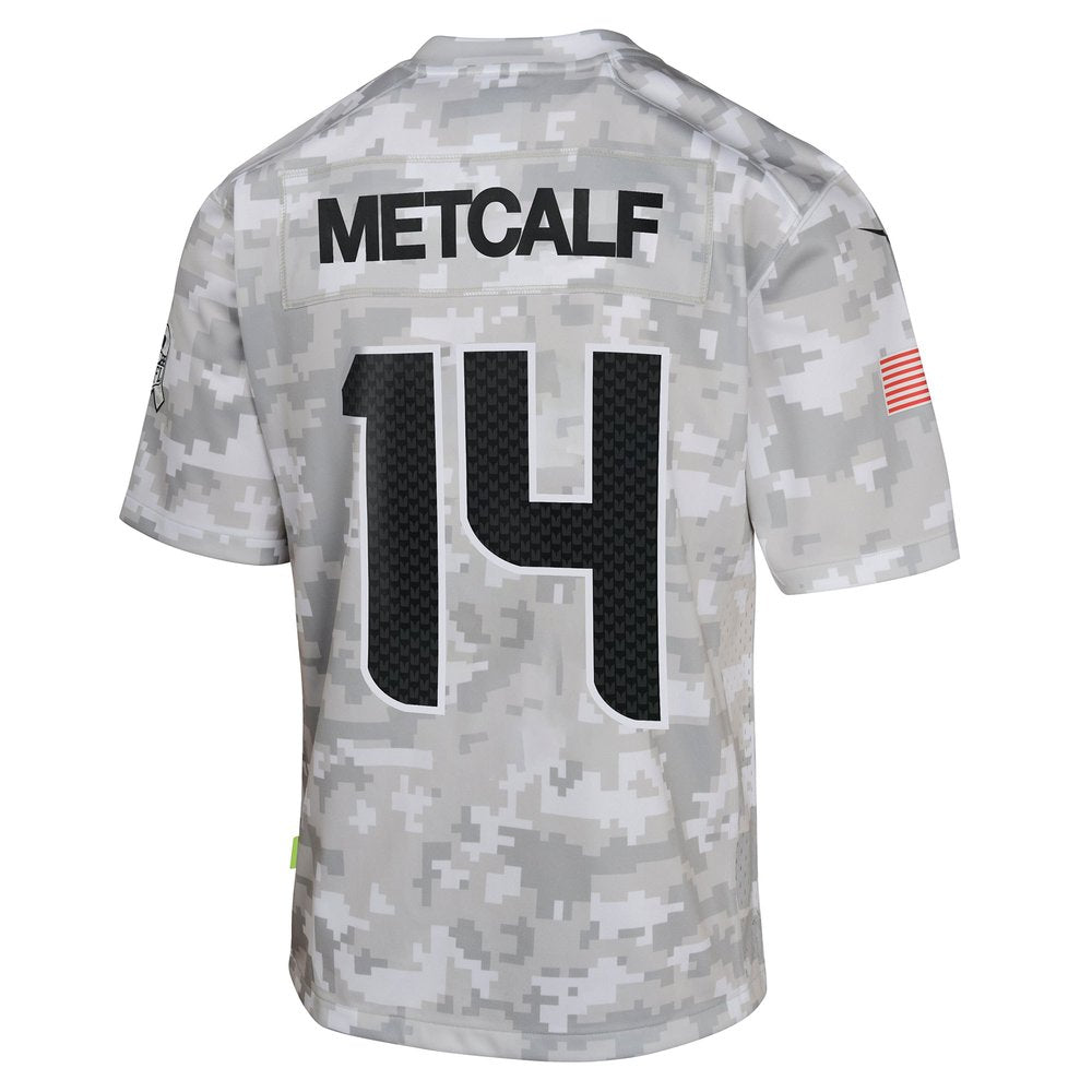 Youth Seattle Seahawks DK Metcalf Arctic Camo 2024 Salute to Service Game Jersey 