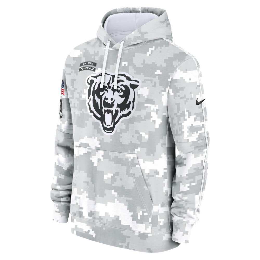 Youth Chicago Bears White/Gray 2024 Salute To Service Pullover Hoodie 
