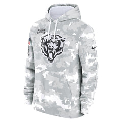 Youth Chicago Bears White/Gray 2024 Salute To Service Pullover Hoodie 