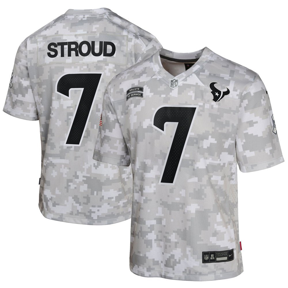 Youth Houston Texans C.J. Stroud Arctic Camo 2024 Salute to Service Game Jersey 