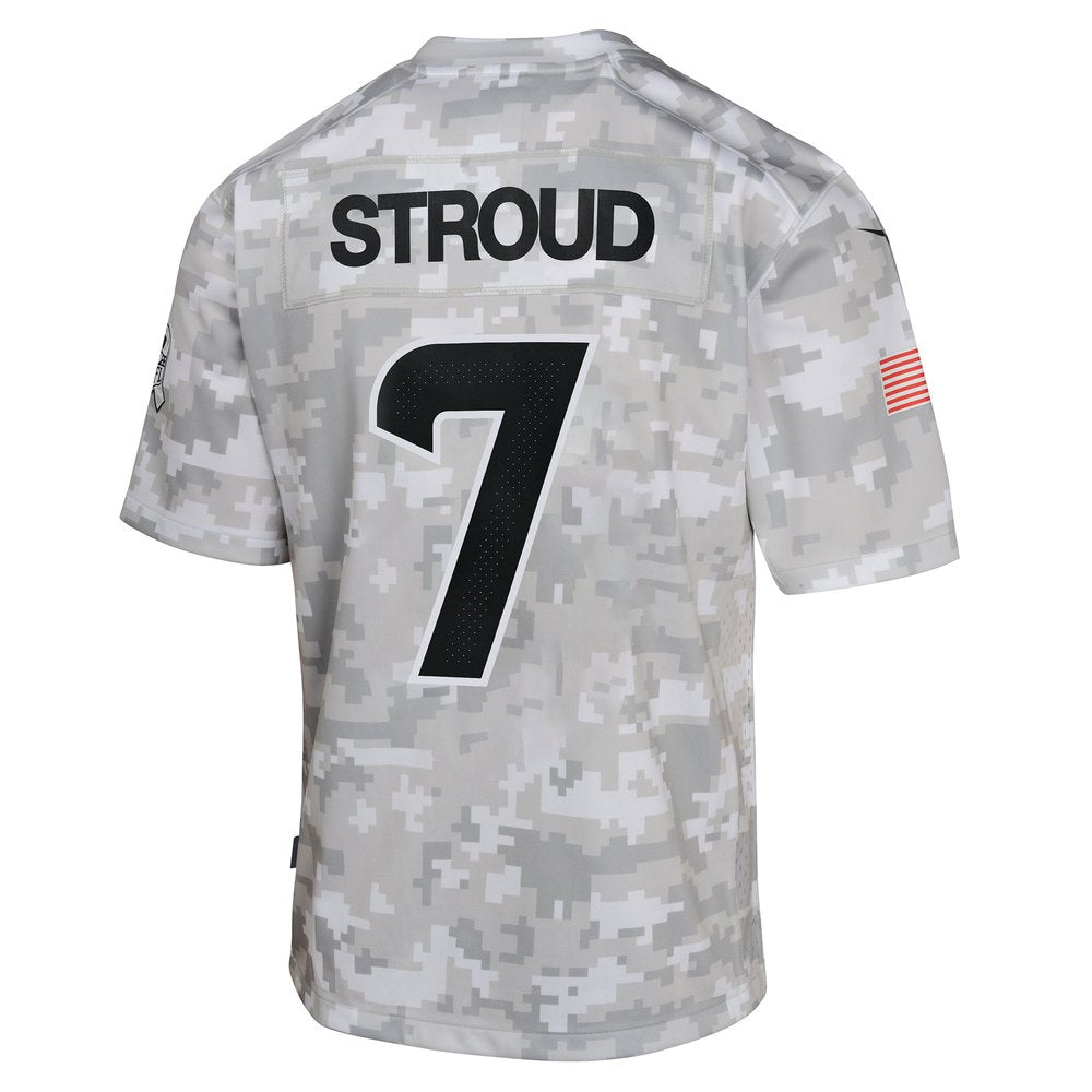 Youth Houston Texans C.J. Stroud Arctic Camo 2024 Salute to Service Game Jersey 