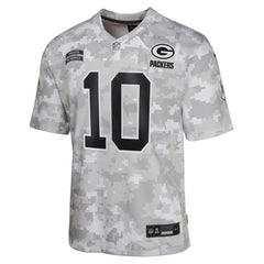 Youth Green Bay Packers Jordan Love Arctic Camo 2024 Salute to Service Game Jersey 