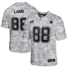 Youth Dallas Cowboys CeeDee Lamb Arctic Camo 2024 Salute to Service Game Jersey 