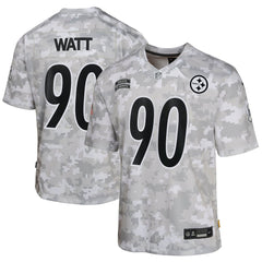 Youth Pittsburgh Steelers T.J. Watt Arctic Camo 2024 Salute to Service Game Jersey 