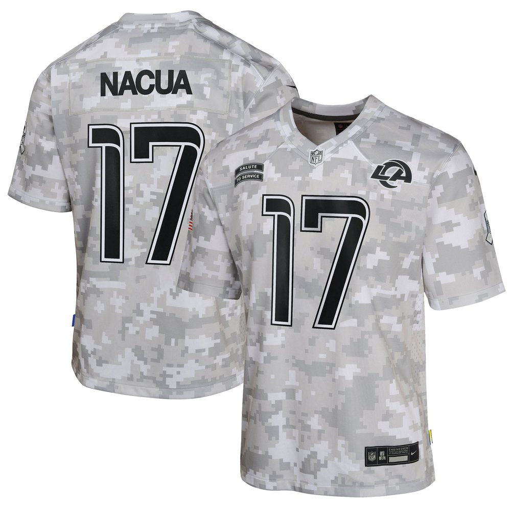 Youth Los Angeles Rams Puka Nacua Arctic Camo 2024 Salute to Service Game Jersey 