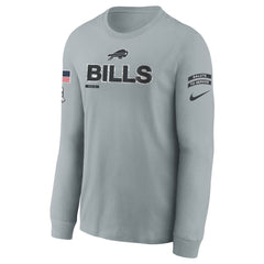 Youth Buffalo Bills Gray 2024 Salute To Service Long Sleeve T-Shirt 