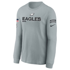 Youth Philadelphia Eagles Gray 2024 Salute To Service Long Sleeve T-Shirt 