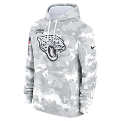 Youth Jacksonville Jaguars White/Gray 2024 Salute To Service Pullover Hoodie 