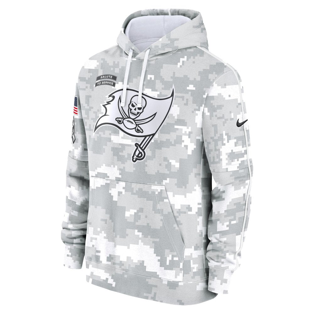 Youth Tampa Bay Buccaneers White/Gray 2024 Salute To Service Pullover Hoodie 