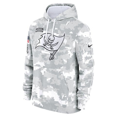 Youth Tampa Bay Buccaneers White/Gray 2024 Salute To Service Pullover Hoodie 