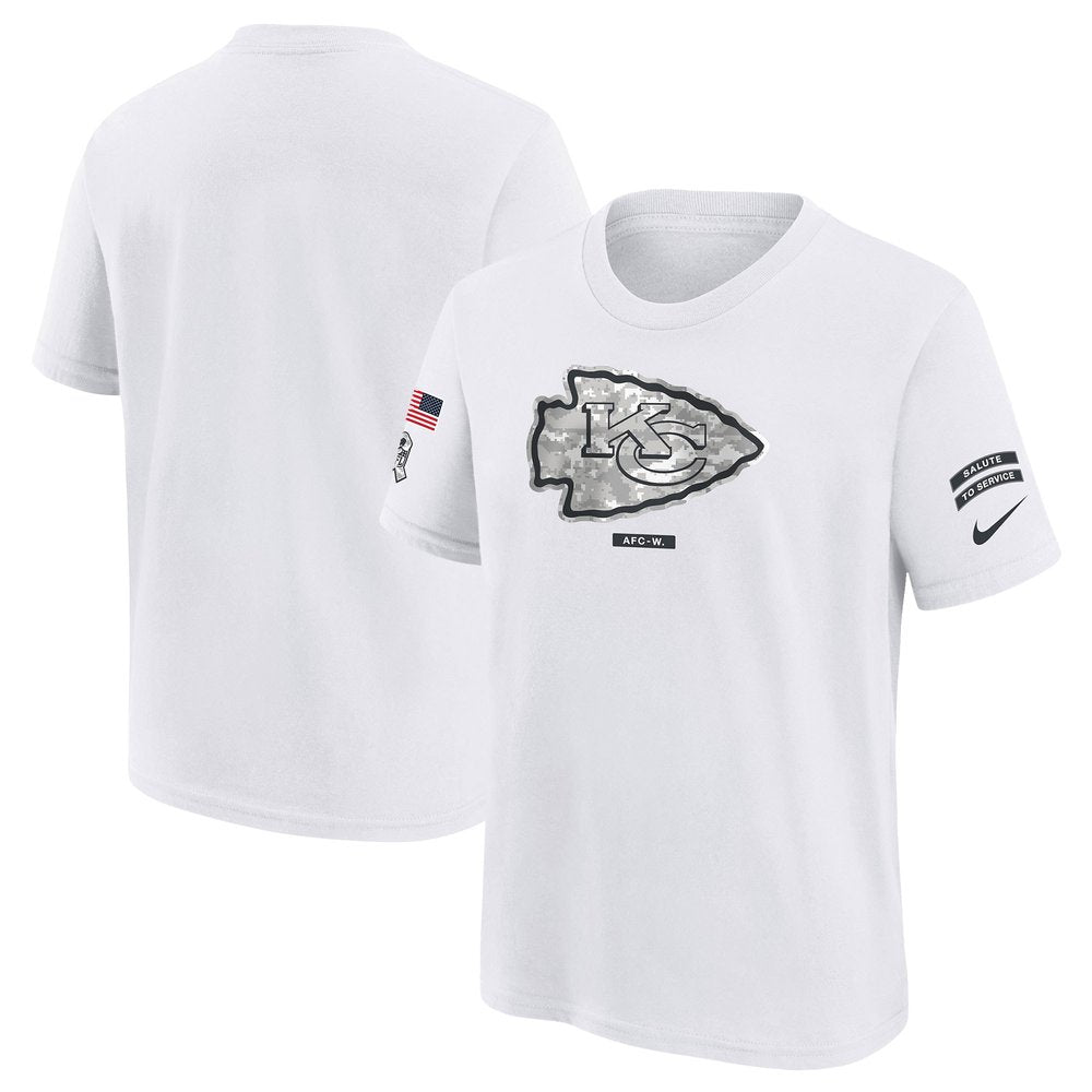 Youth Kansas City Chiefs White 2024 Salute To Service T-Shirt 