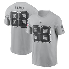 Men's Dallas Cowboys CeeDee Lamb Gray 2024 Salute To Service Name & Number T-Shirt 