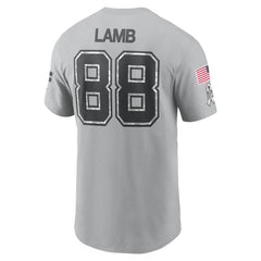 Men's Dallas Cowboys CeeDee Lamb Gray 2024 Salute To Service Name & Number T-Shirt 