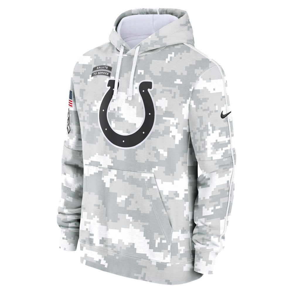 Youth Indianapolis Colts White/Gray 2024 Salute To Service Pullover Hoodie 