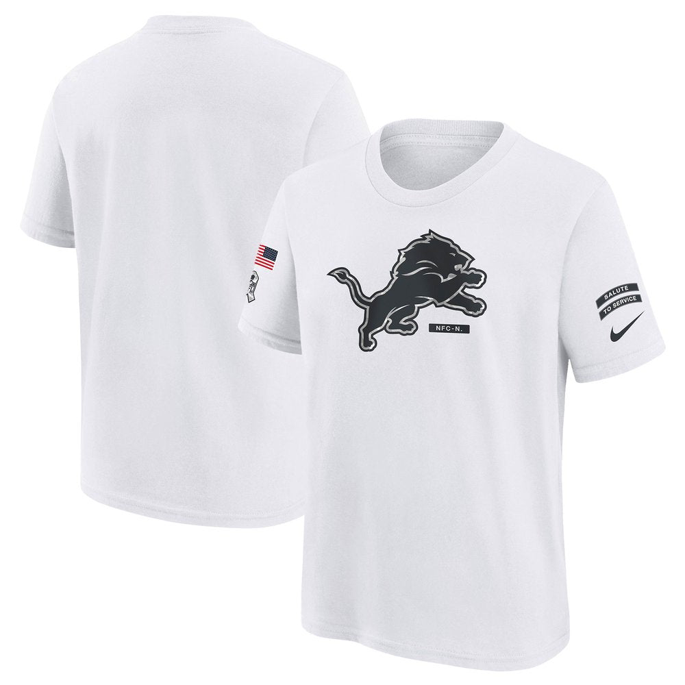 Youth Detroit Lions White 2024 Salute To Service T-Shirt 