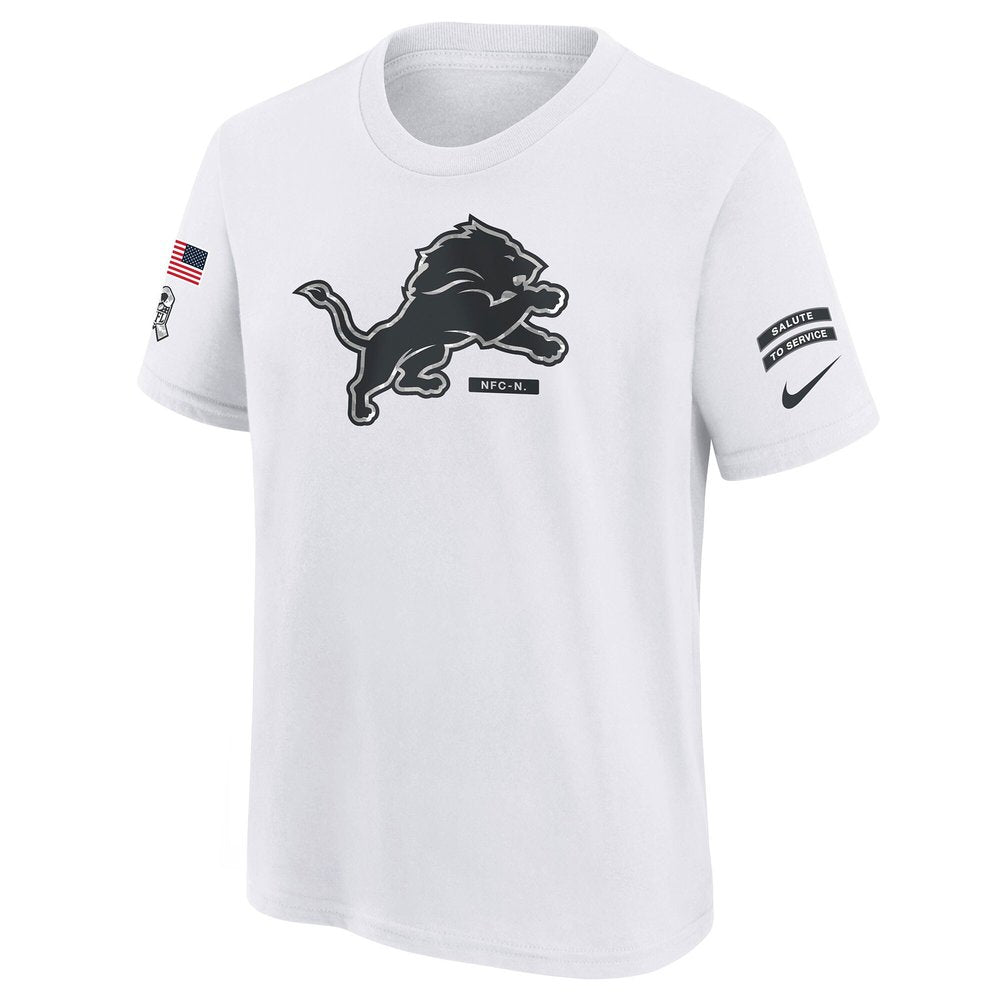 Youth Detroit Lions White 2024 Salute To Service T-Shirt 