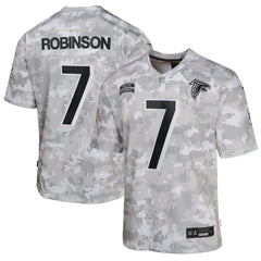 Youth Atlanta Falcons Bijan Robinson Arctic Camo 2024 Salute to Service Game Jersey 