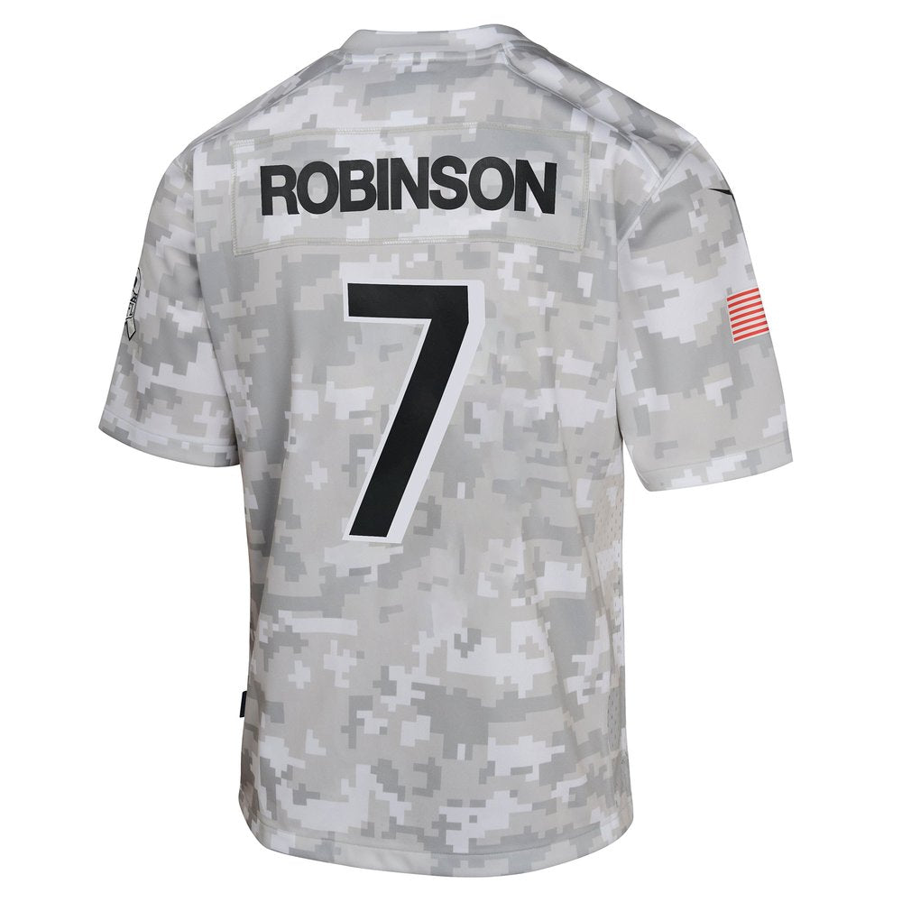 Youth Atlanta Falcons Bijan Robinson Arctic Camo 2024 Salute to Service Game Jersey 