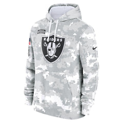 Youth Las Vegas Raiders White/Gray 2024 Salute To Service Pullover Hoodie 