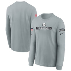 Youth Pittsburgh Steelers Gray 2024 Salute To Service Long Sleeve T-Shirt 