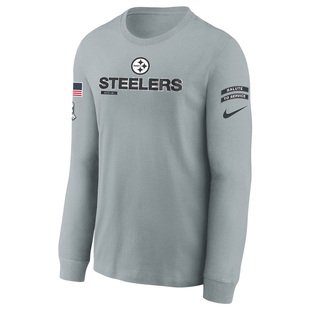 Youth Pittsburgh Steelers Gray 2024 Salute To Service Long Sleeve T-Shirt 