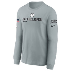 Youth Pittsburgh Steelers Gray 2024 Salute To Service Long Sleeve T-Shirt 