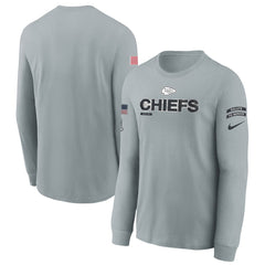 Youth Kansas City Chiefs Gray 2024 Salute To Service Long Sleeve T-Shirt 