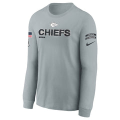 Youth Kansas City Chiefs Gray 2024 Salute To Service Long Sleeve T-Shirt 