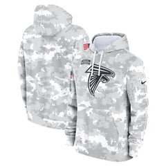 Youth Atlanta Falcons White/Gray 2024 Salute To Service Pullover Hoodie 