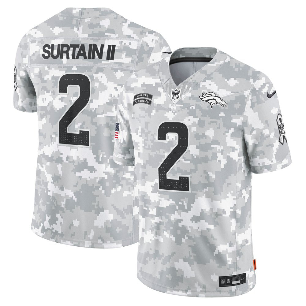Men's Denver Broncos Patrick Surtain II Arctic Camo 2024 Salute to Service Limited Jersey 