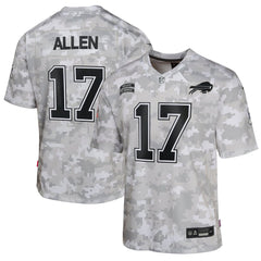 Youth Buffalo Bills Josh Allen Arctic Camo 2024 Salute to Service Game Jersey 